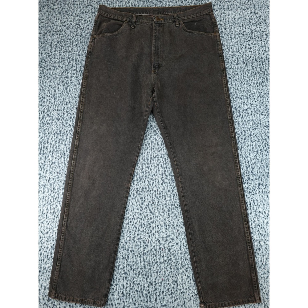 Rustler Jeans Mens 36x32 Faded Black Brown Regular Fit Straight Leg